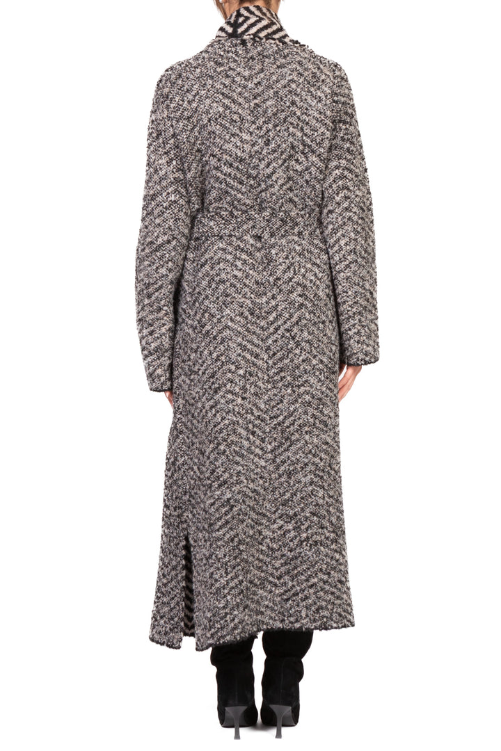 Vicolo - Cappotto in maglia bouclè con spille e cintura Art. 55001F