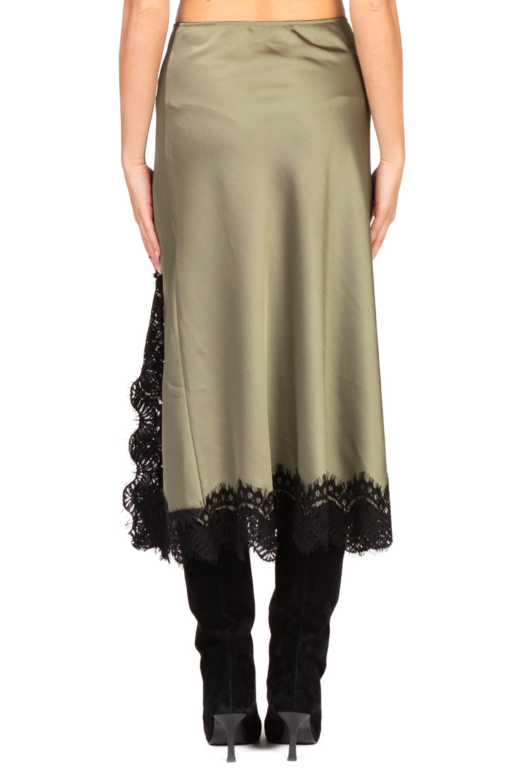 Tensione In - Gonna satin orlo in pizzo con spacco Art. 37527