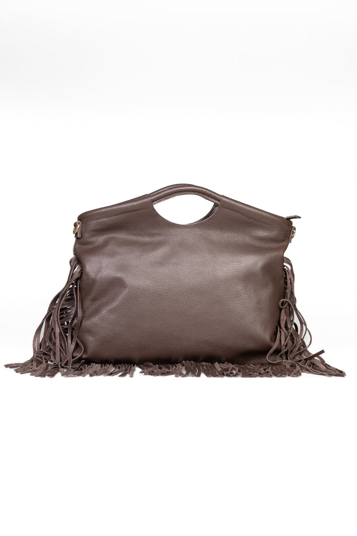 Upper - Borsa in pelle con frange