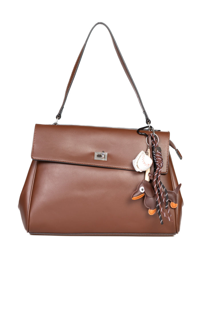 Upper - Borsa trapezio in pelle con charm