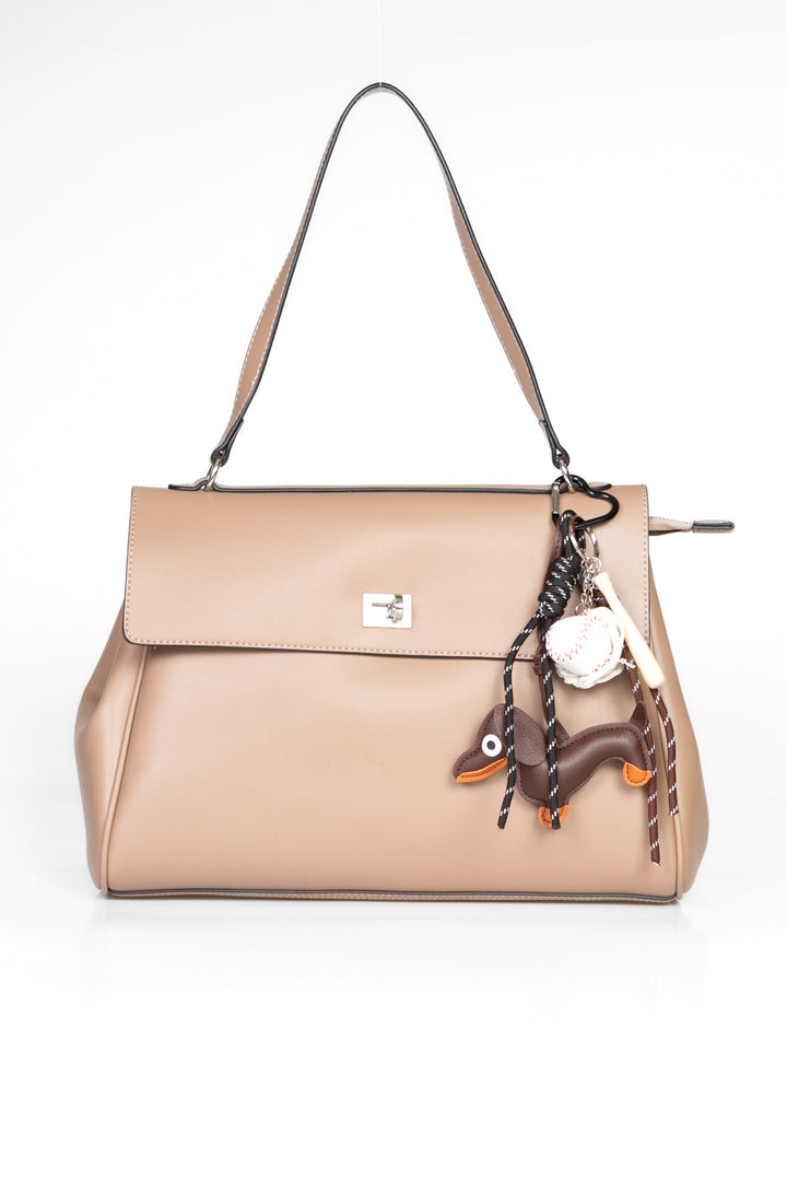Upper - Borsa trapezio in pelle con charm