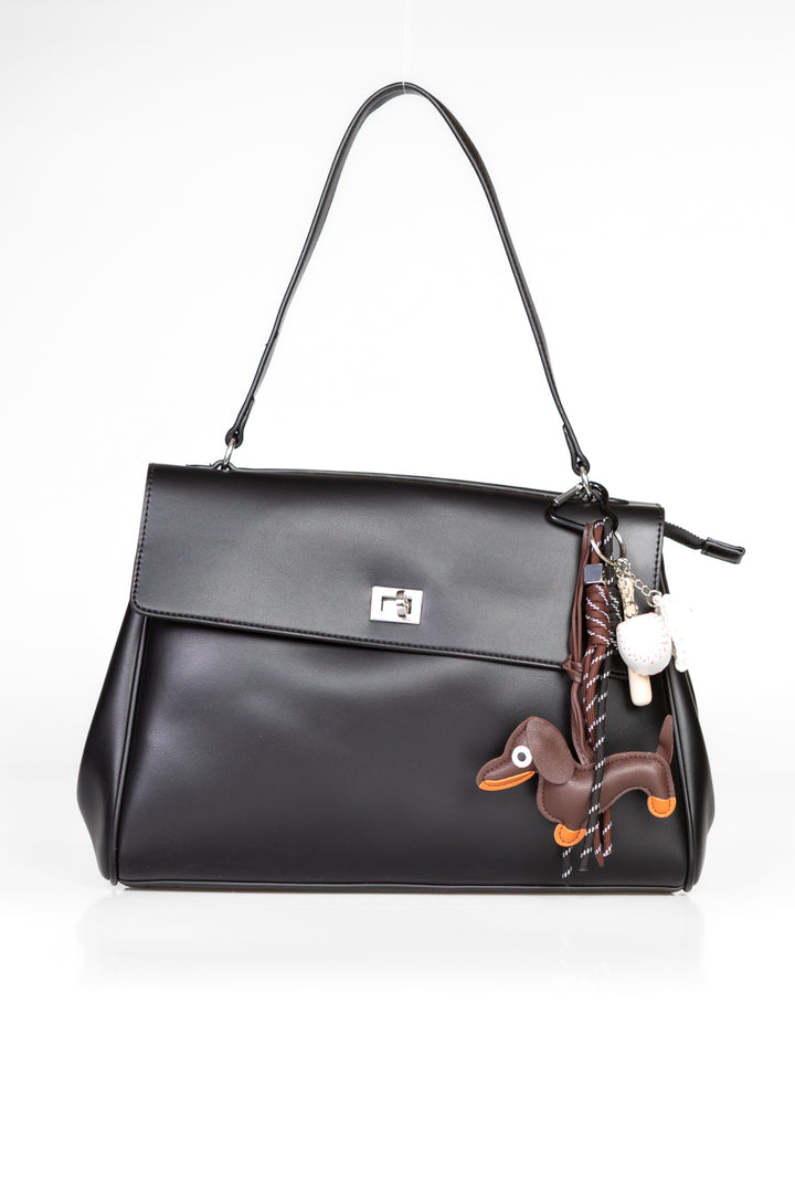 Upper - Borsa trapezio in pelle con charm