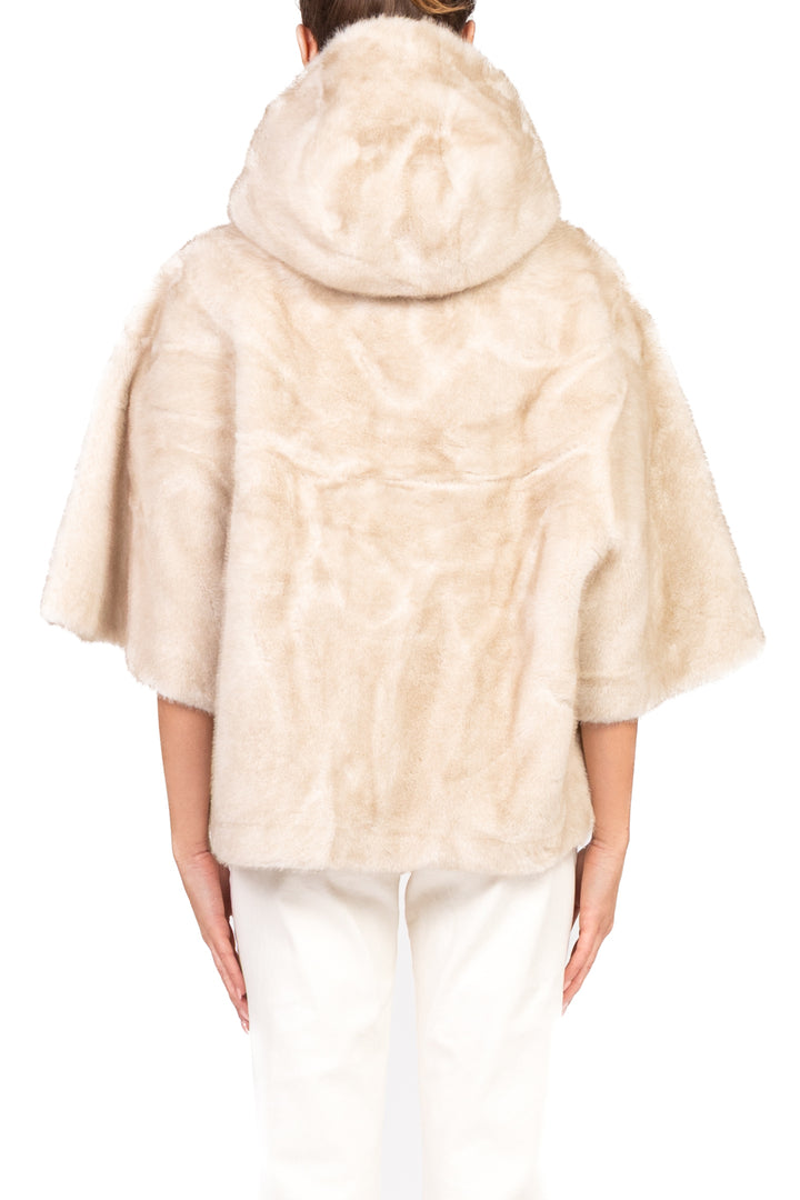 Emunà - Mantella ecopelliccia con cappuccio Art. F1001