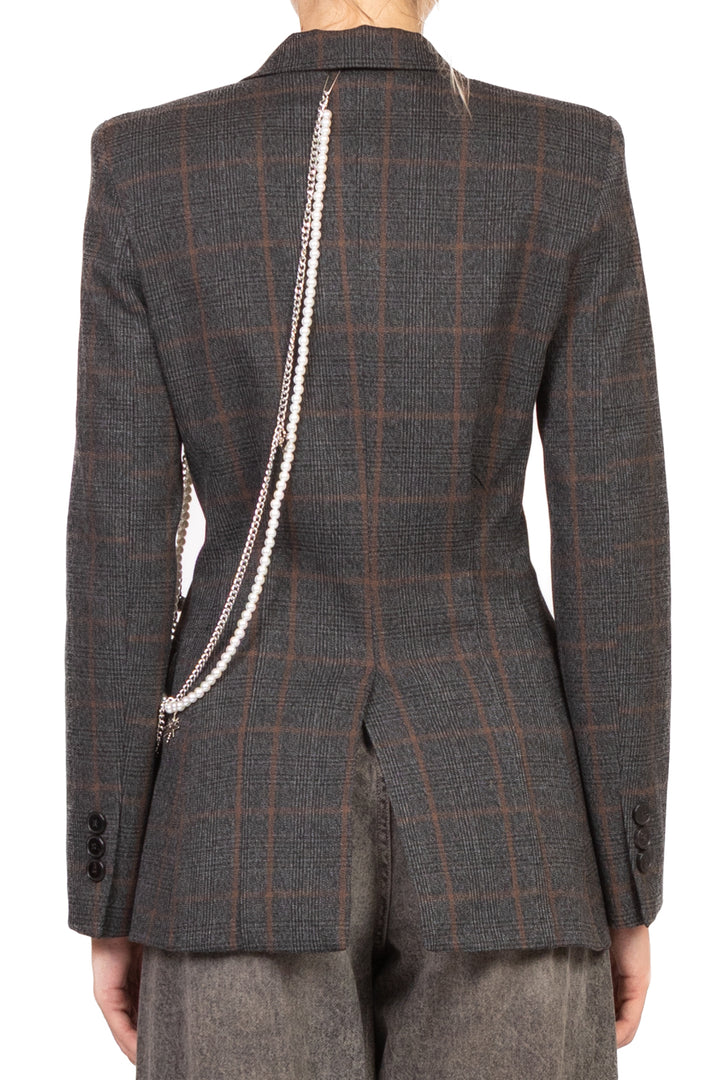 Vicolo - Giacca check doppio petto con catena perle Art. TF0919