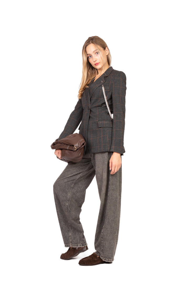 Vicolo - Giacca check doppio petto con catena perle Art. TF0919