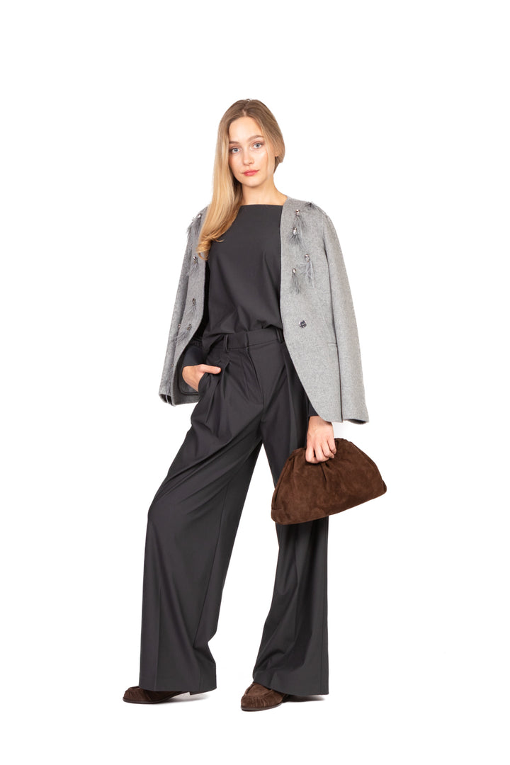 MM MaxMara - Pantalone palazzo con pinces VADIUS Art. 2526786118