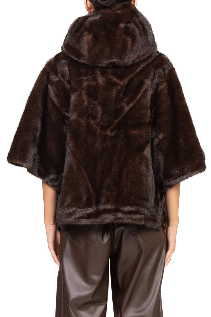 Emunà - Mantella ecopelliccia con cappuccio Art. F1001