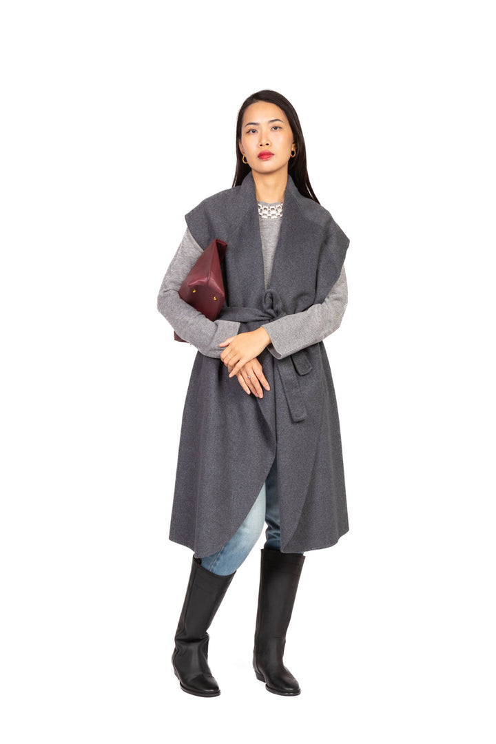 Vicolo - Cappotto hand made smanicato con cinta Art. TF0056