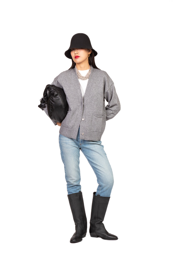 Emunà - Cardigan scollo a V con taschini Art. K21298