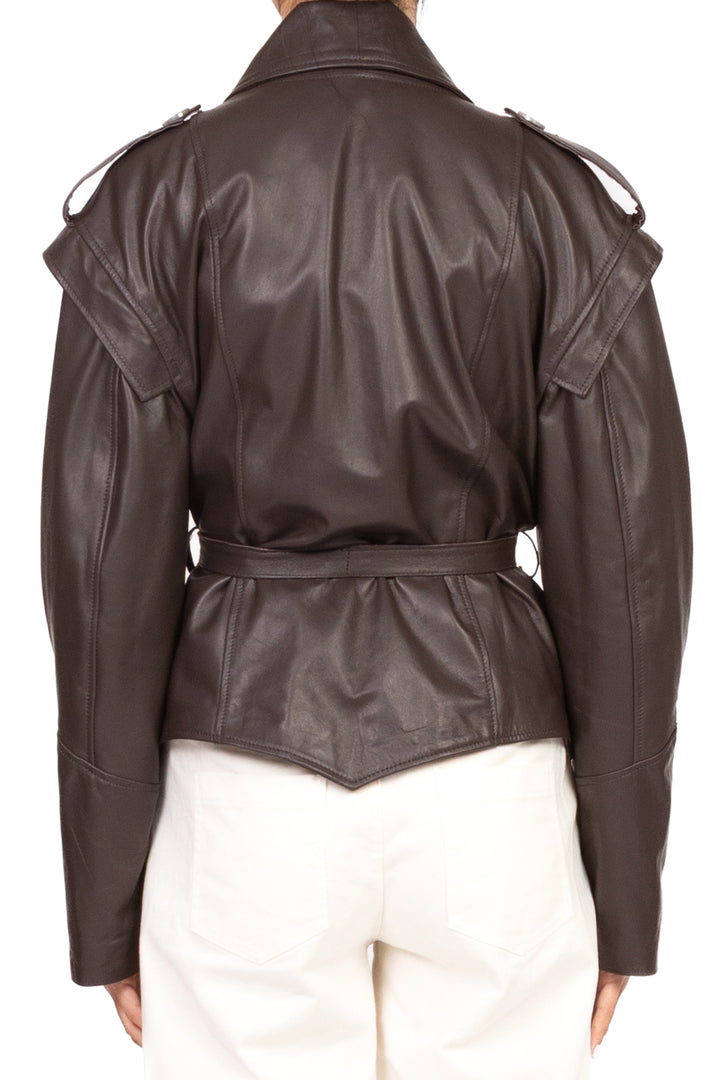 Vicolo - Giacca in  pelle asimmetrica con fusciacca Art. TF1056