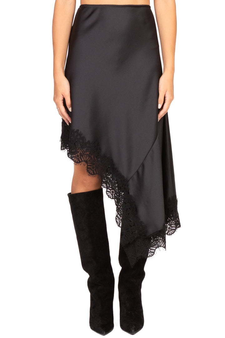 Tensione In - Gonna satin asimmetrica con pizzo Art. 37635