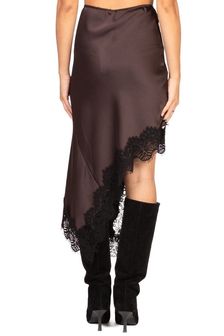 Tensione In - Gonna satin asimmetrica con pizzo Art. 37635