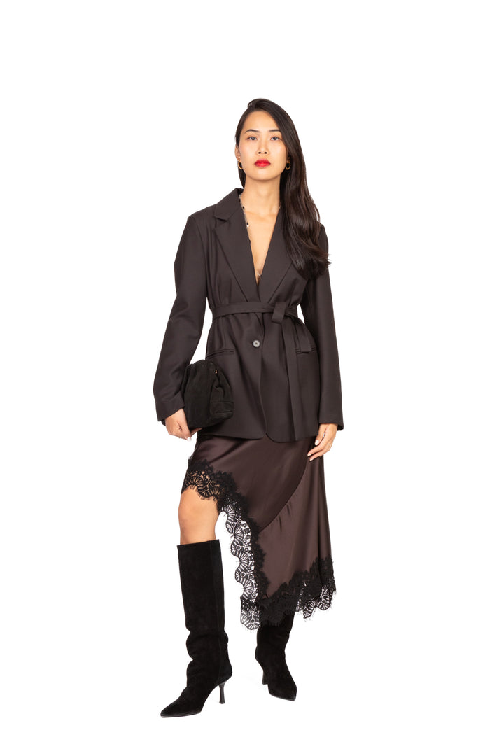 Tensione In - Gonna satin asimmetrica con pizzo Art. 37635