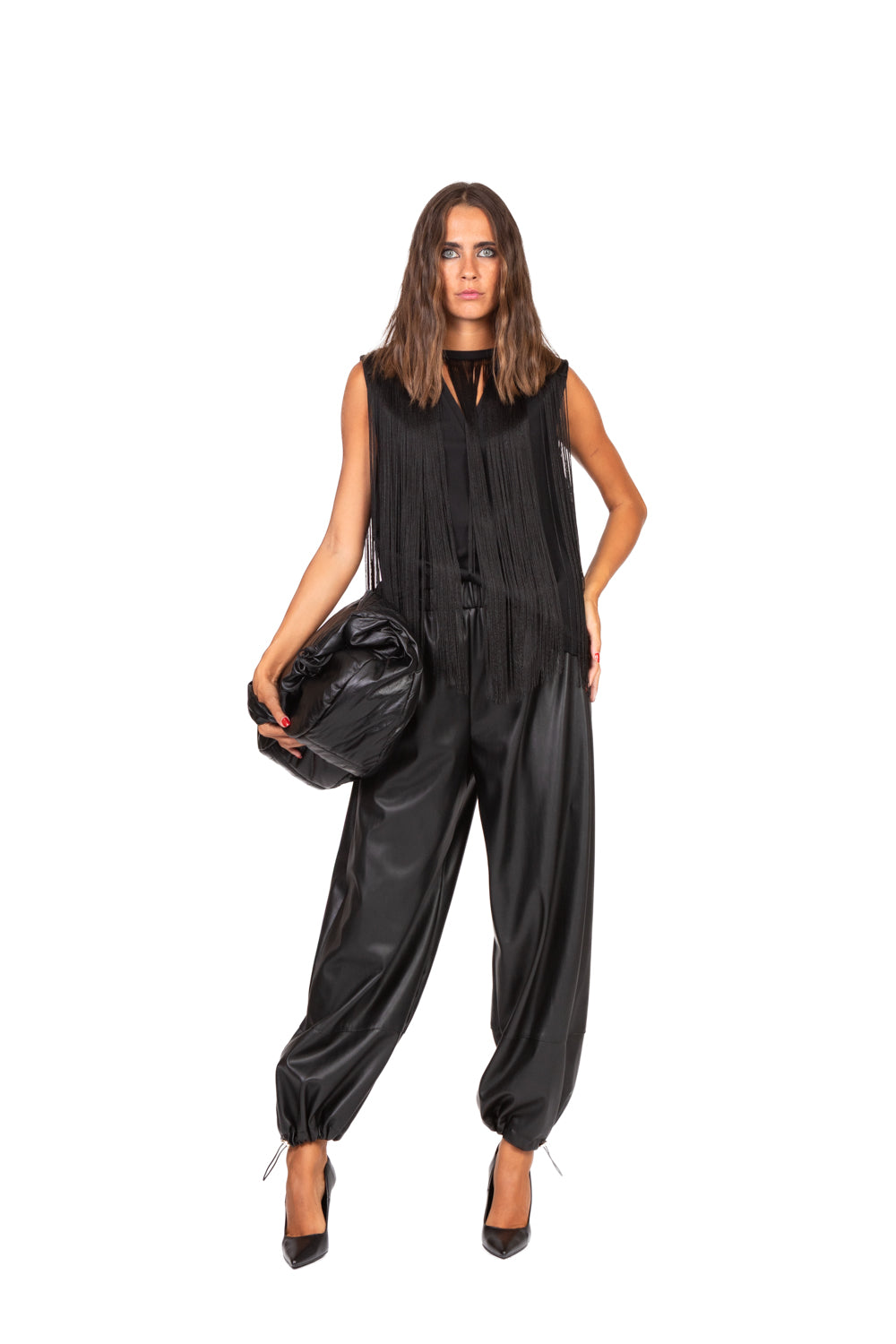 Vicolo Pantalone jogger ecopelle TF1043 – Upper is The Way