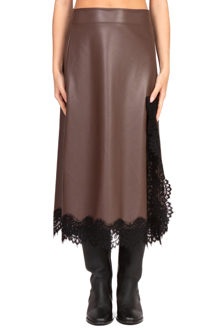 Tensione In - Gonna ecopelle intarsi pizzo Art. 37651