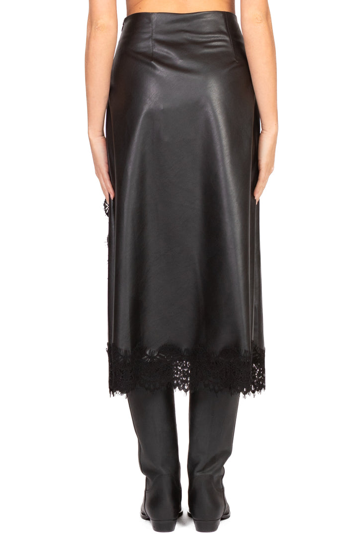 Tensione In - Gonna ecopelle intarsi pizzo Art. 37651