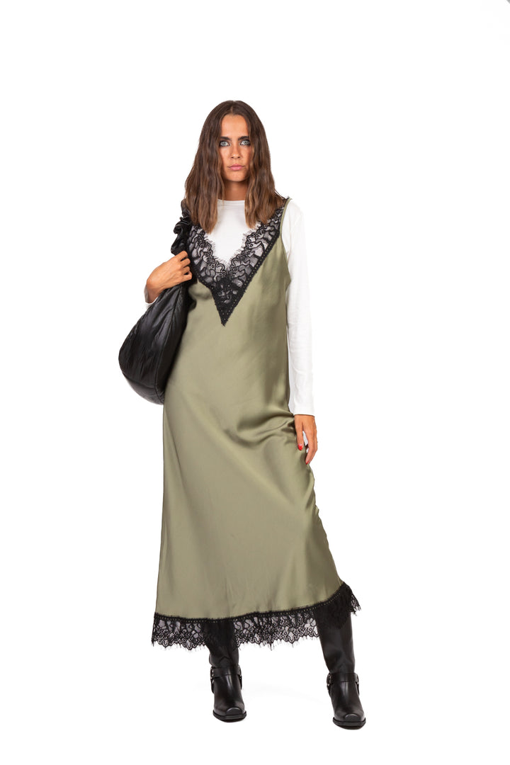 Tensione In - Abito satin con pizzo e t-shirt Art. 37642