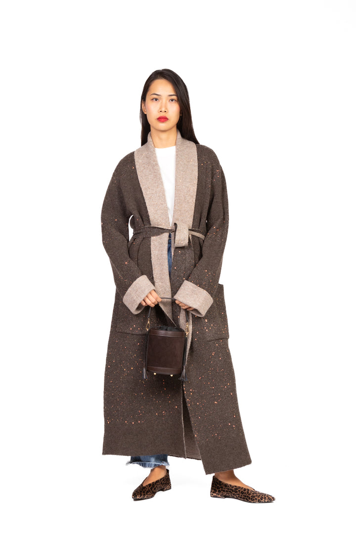 Vicolo - Cappotto in maglia con micro paillettes Art. 77003F