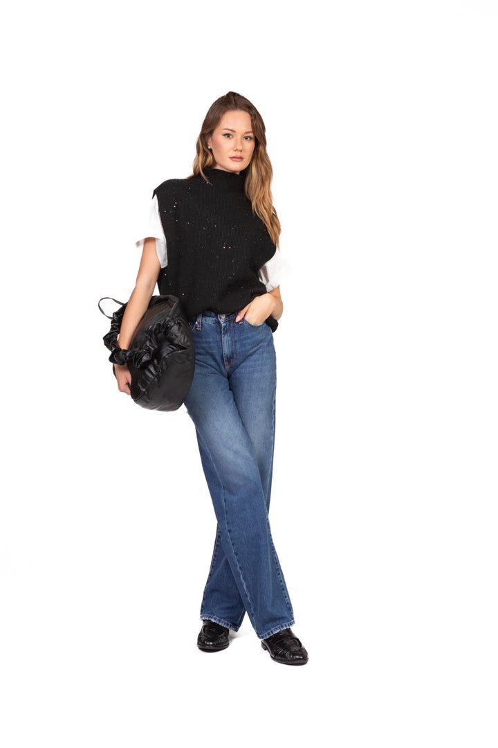 Have One - Gilet mezzo collo con micro paillettes Art. LNC-P001