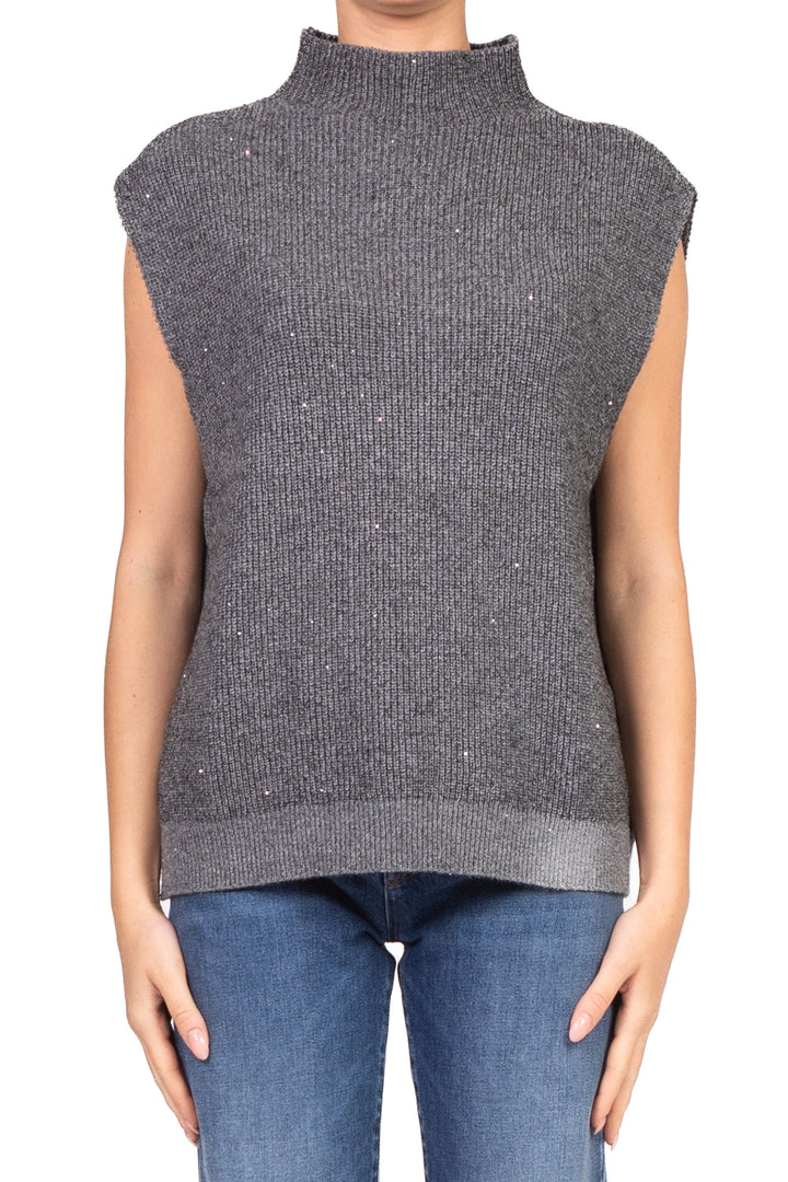 Have One - Gilet mezzo collo con micro paillettes Art. LNC-P001