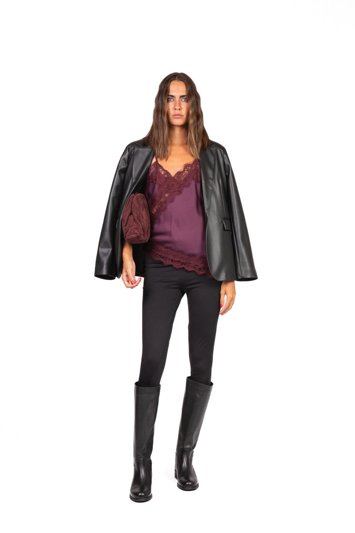 Vicolo - Top asimmetrico intarsi pizzo Art. TF0861