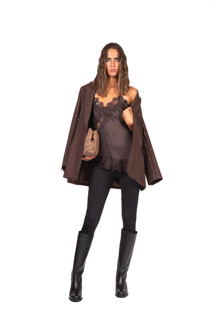 Vicolo - Top asimmetrico intarsi pizzo Art. TF0861