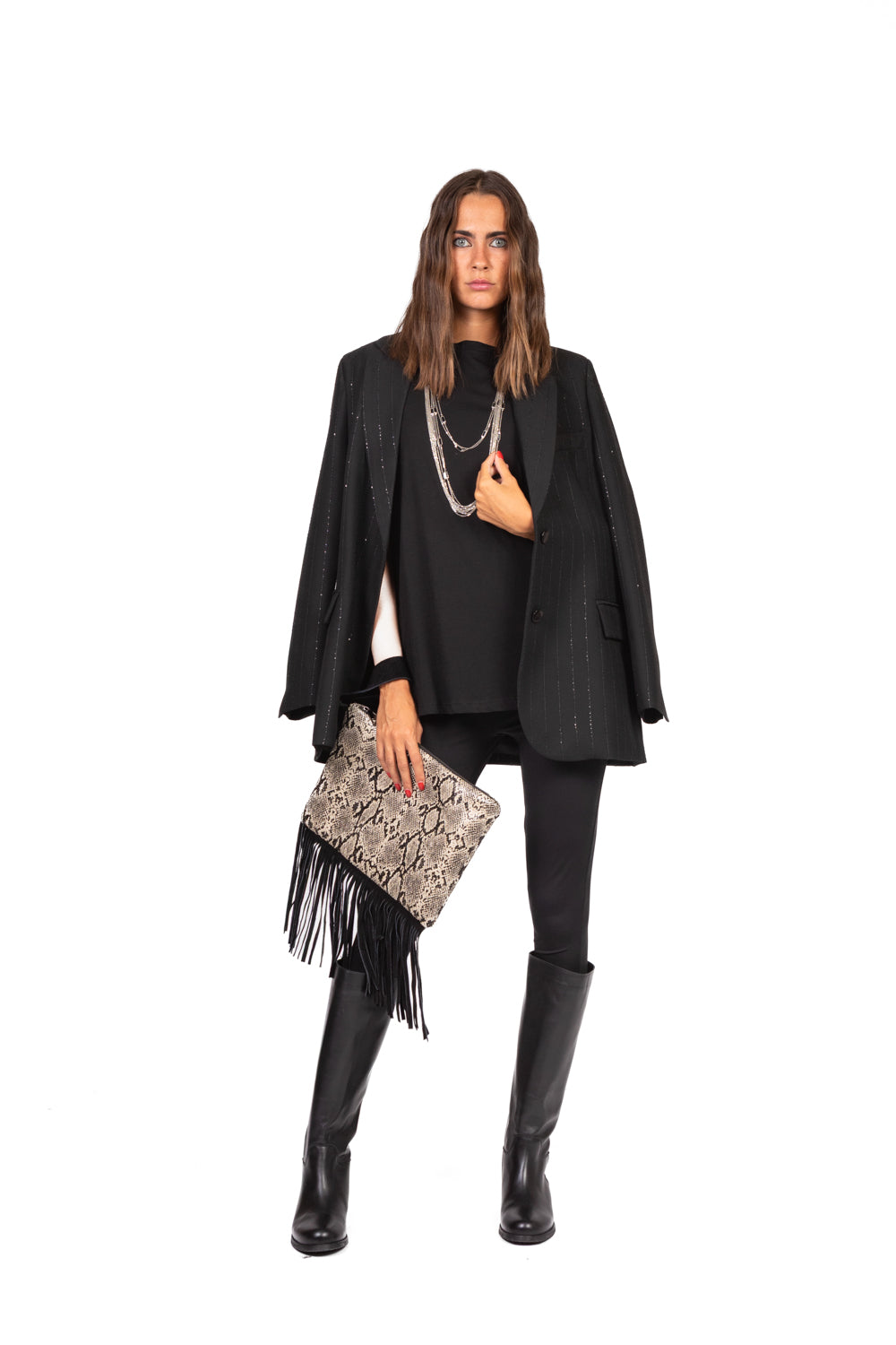 Tensione In - Pochette pitonata con frange Art. 37591