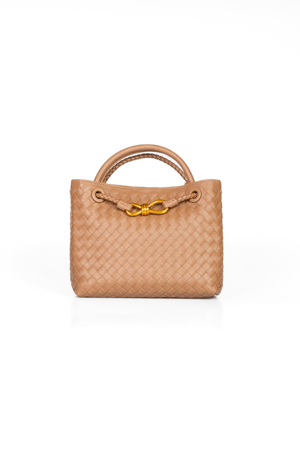 Upper - Borsa intrecciata con placca oro