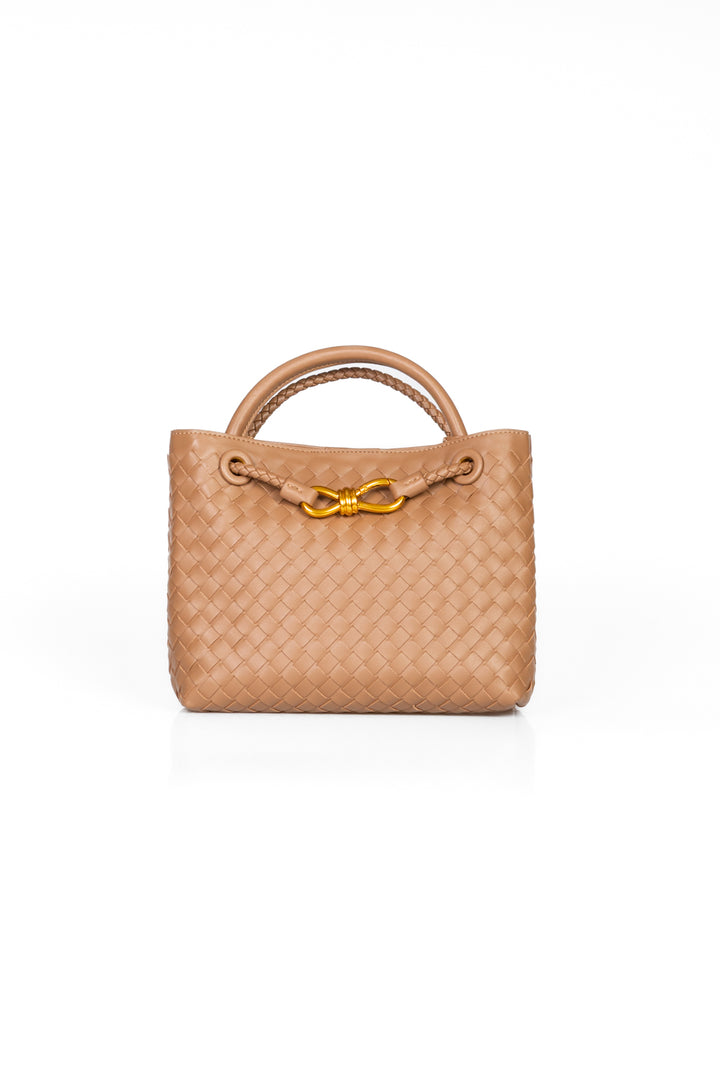 Upper - Borsa intrecciata con placca oro