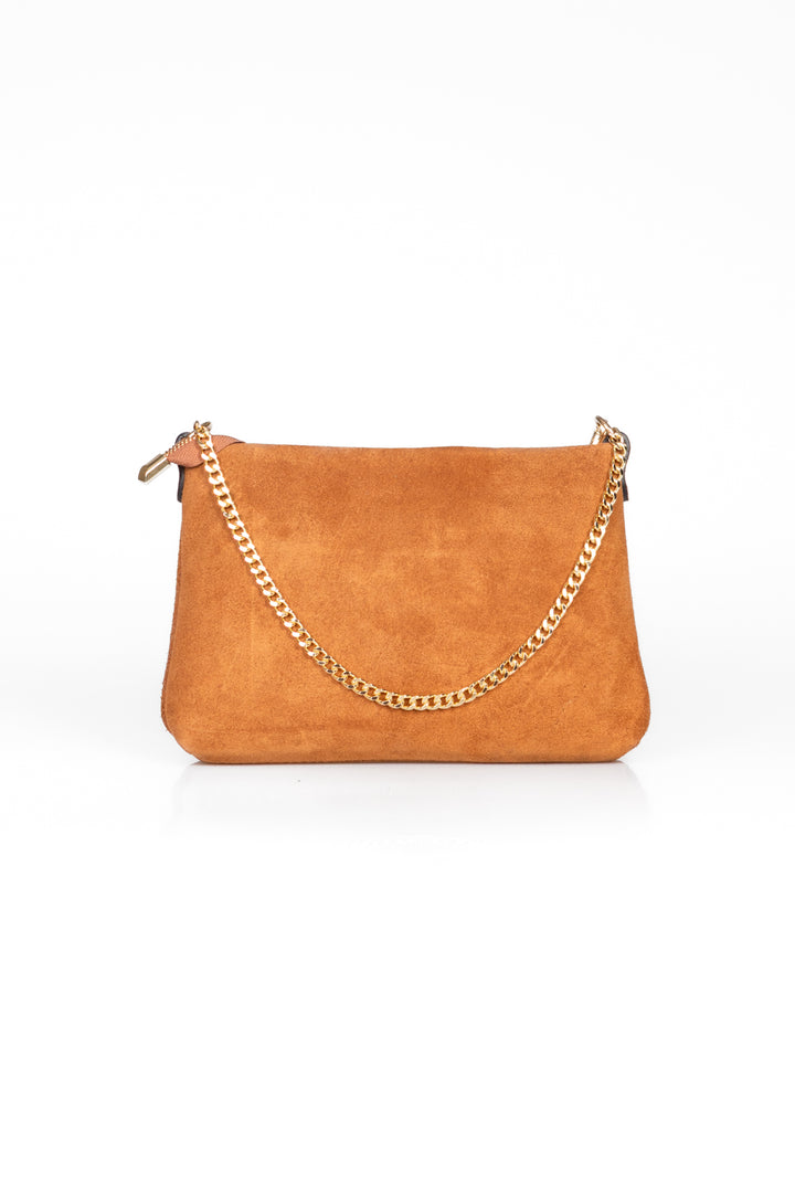 Upper - Borsa scamosciata con catena oro