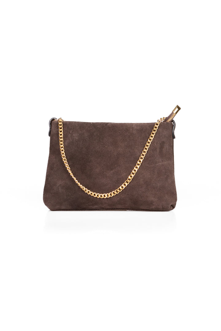 Upper - Borsa scamosciata con catena oro