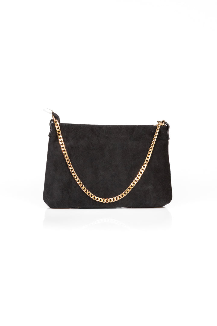 Upper - Borsa scamosciata con catena oro