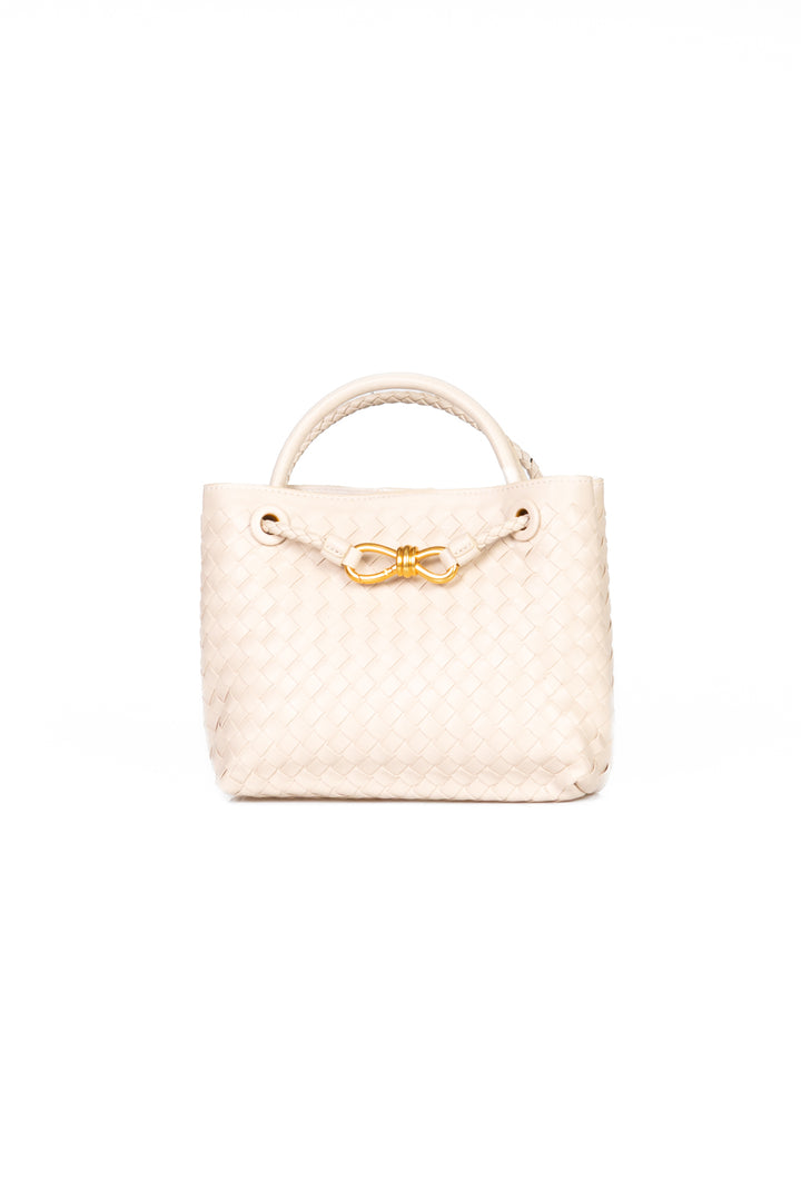 Upper - Borsa intrecciata con placca oro