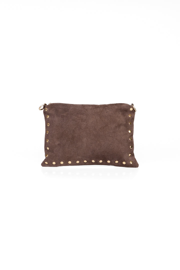 Upper - Pochette scamosciata con borchie