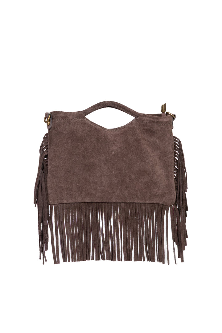 Upper - Pochette scamosciata con frange