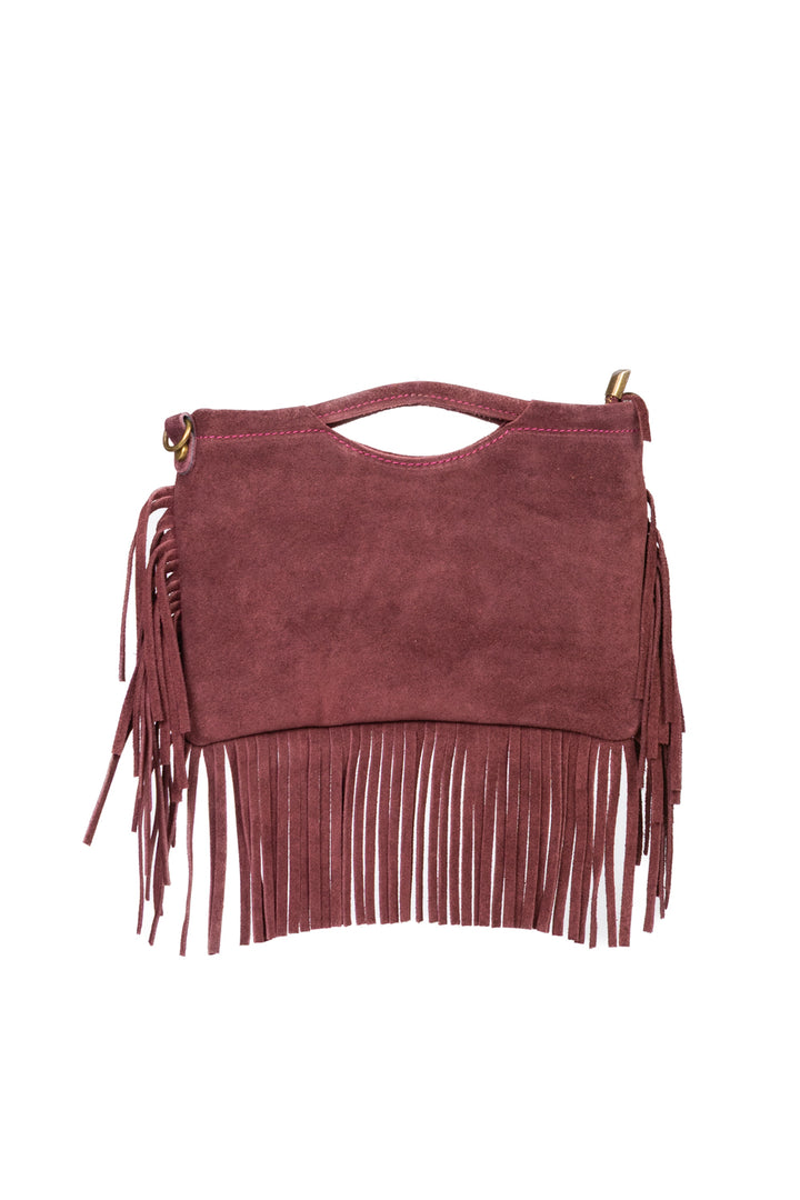 Upper - Pochette scamosciata con frange