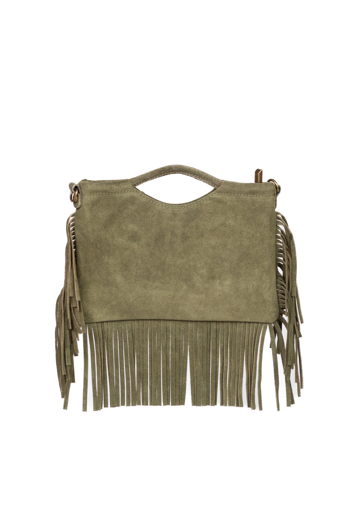 Upper - Pochette scamosciata con frange