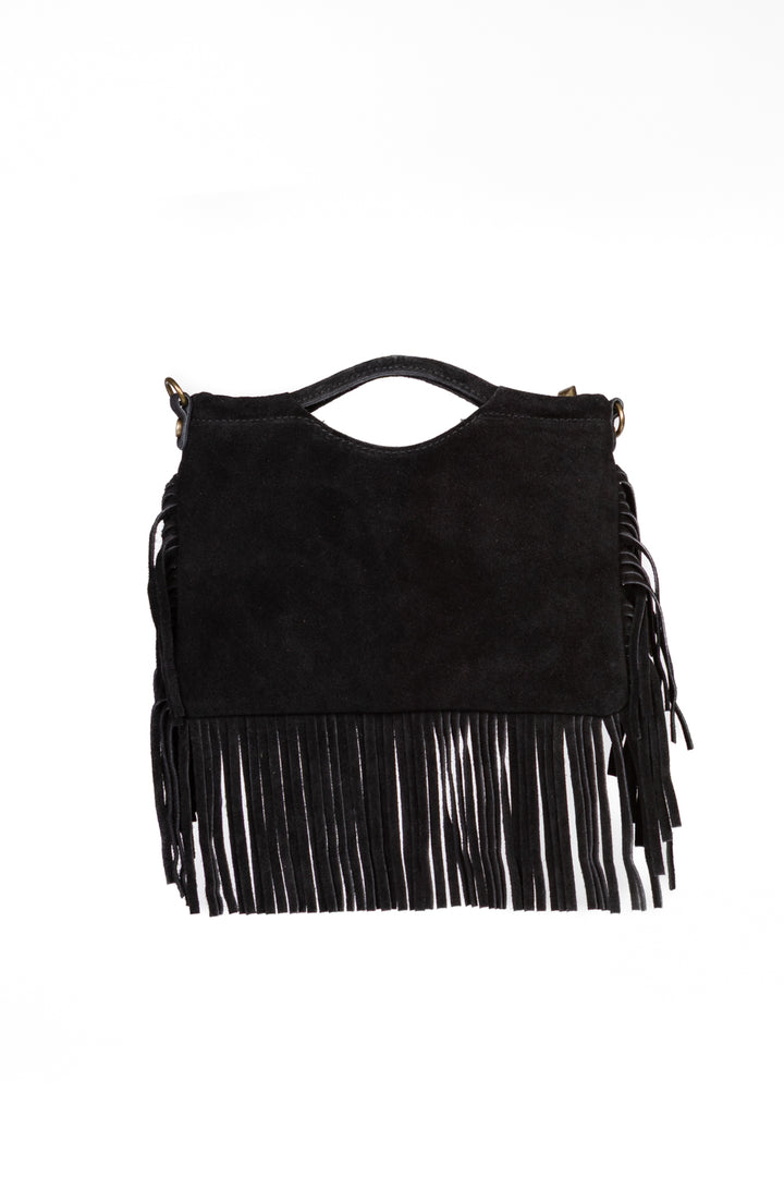 Upper - Pochette scamosciata con frange