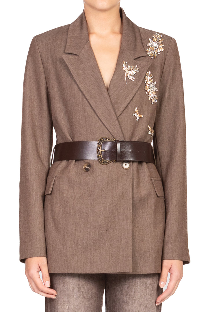 Dixie - Giacca doppio petto con cintura e applicazioni Art. J845Y043