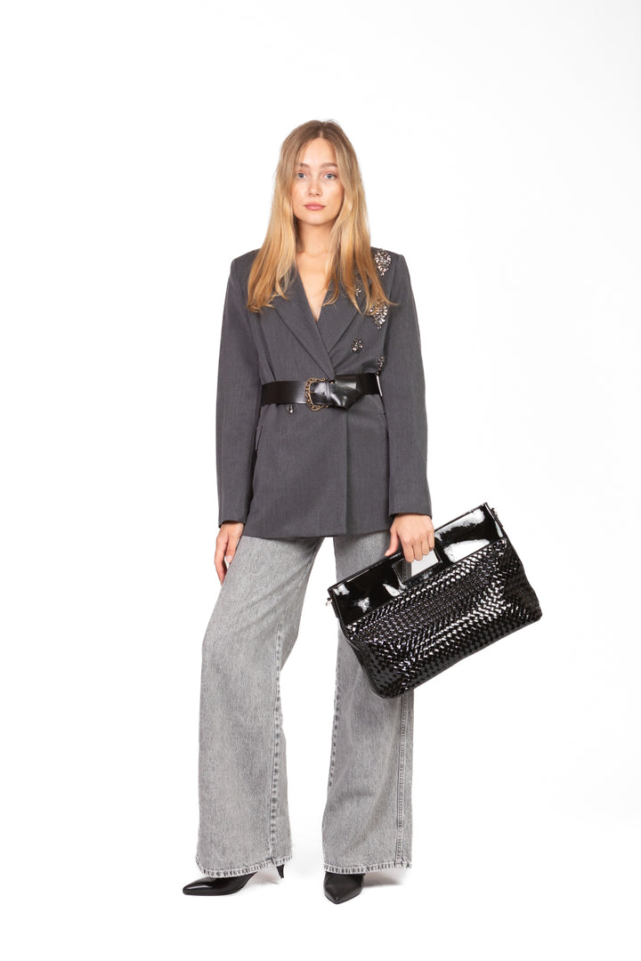 Dixie - Giacca doppio petto con cintura e applicazioni Art. J845Y043