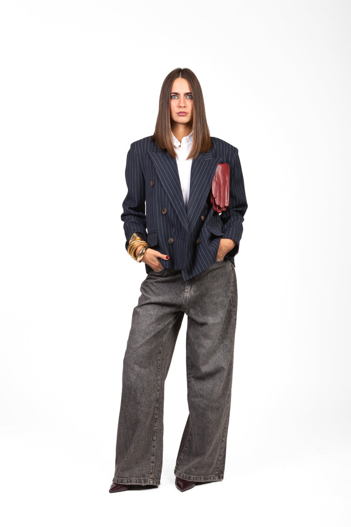 Tensione In - Giacca gessata doppio petto con guanti Art. 37919