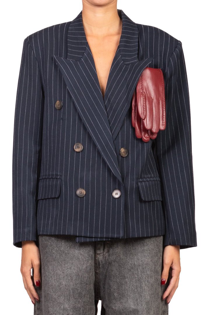 Tensione In - Giacca gessata doppio petto con guanti Art. 37919