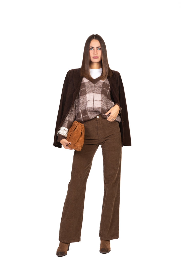 Vicolo - Maglia quadri scollo v Art. 55201F