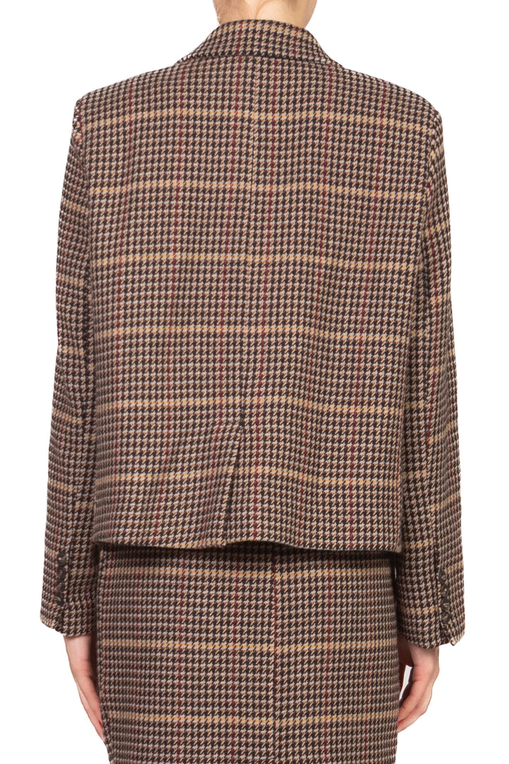 Tensione In - Giacca corta pied de poule con spilla Art. W25J991