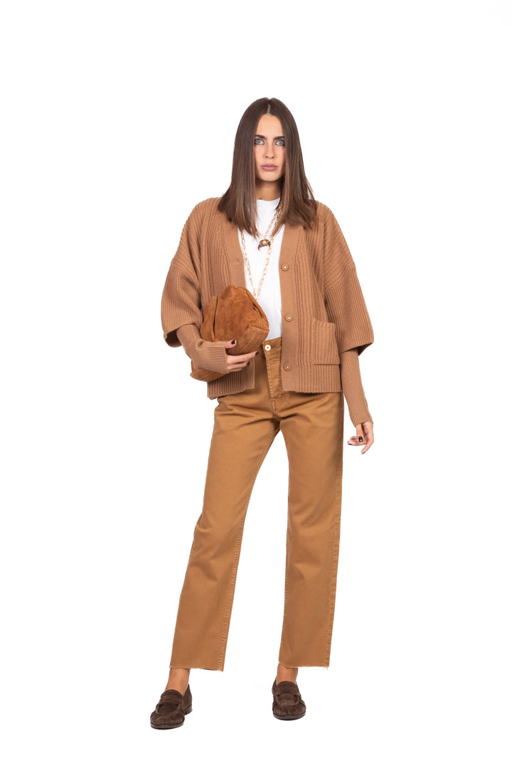 Vicolo - Cardigan a coste con manicotti Art. 55033F