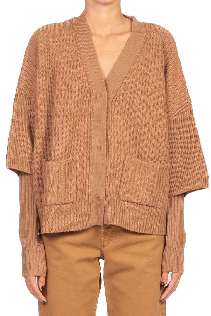 Vicolo - Cardigan a coste con manicotti Art. 55033F