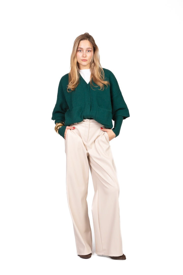 Vicolo - Cardigan a coste con manicotti Art. 55033F