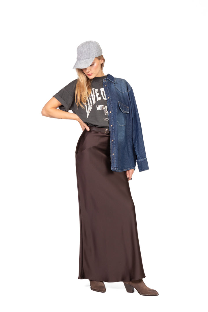 Imperial - Gonna lunga satin con cintura Art. GMF4KBA