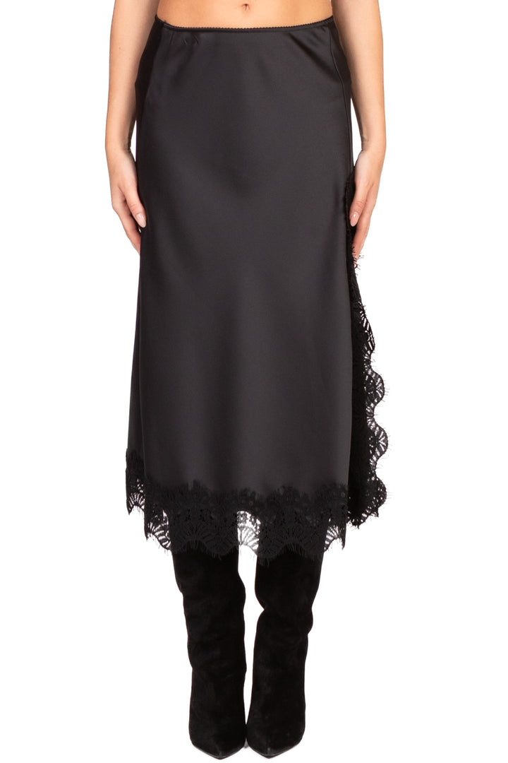 Tensione In - Gonna satin orlo in pizzo con spacco Art. 37527