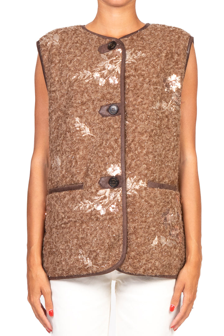 Vicolo - Gilet teddy con paillettes Art. TF1061